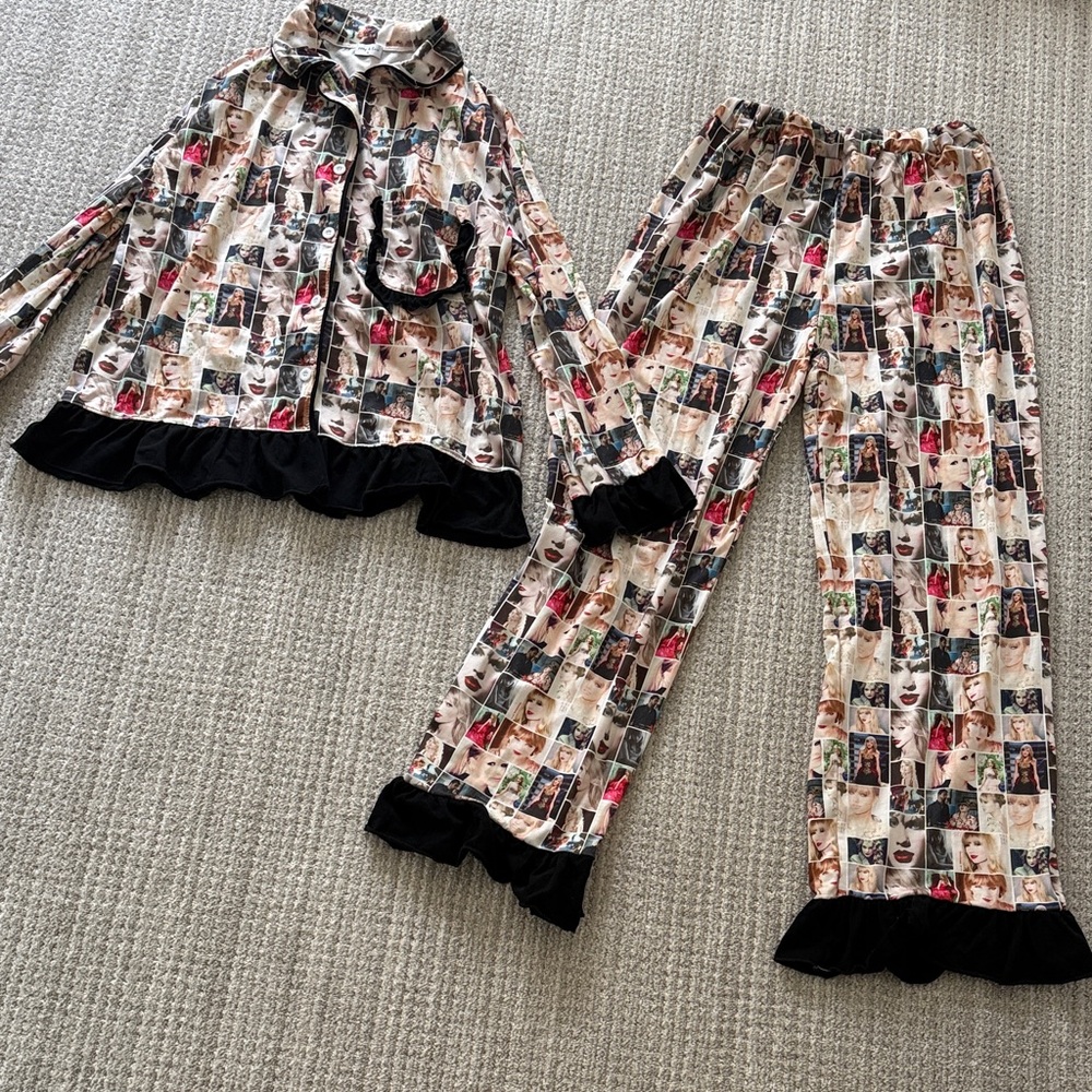 Stylish Taylor Swift Pajamas with Black and Cream Design
